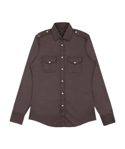 Gucci Long-sleeved Logo Shirt In Brown