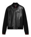 Gucci Black Bomber Jacket With Front Logo In Nappa Leather And Mesh Man In Black