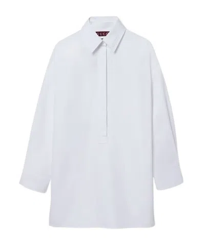 Gucci Long-sleeved Poplin Blouse In Pink