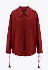 Gucci Womens Rosso Ancora Embroidered Drawstring-sleeves Cotton-poplin Shirt