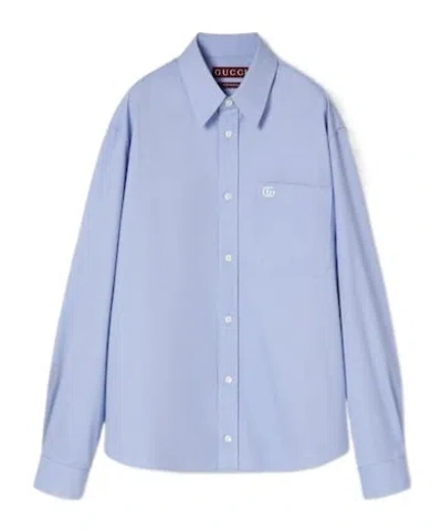 Gucci Long-sleeved Shirt In Blue
