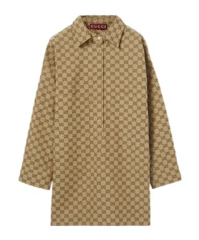 Gucci Long-sleeved Shirt In Brown
