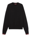 Gucci Cashmere Wool Sweater With Web Trim In Black