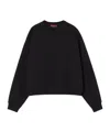 Gucci Embroidered Logo Cotton Sweatshirt In Black