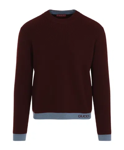 Gucci Long-sleeved Sweater In Brown