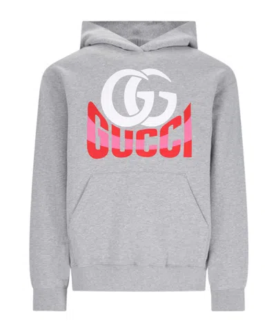 GUCCI GUCCI LONG SLEEVED LOGO PRINTED HOODIE