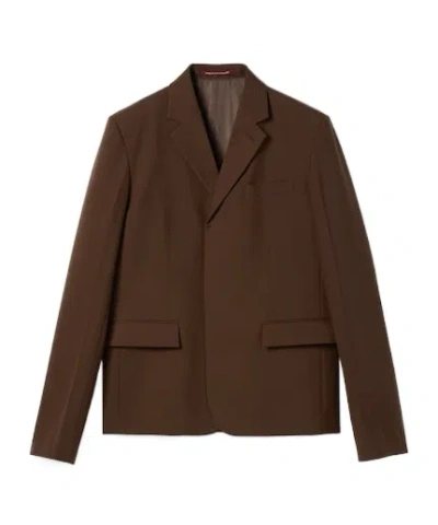 Gucci Long-sleeved Wool Jacket In Brown