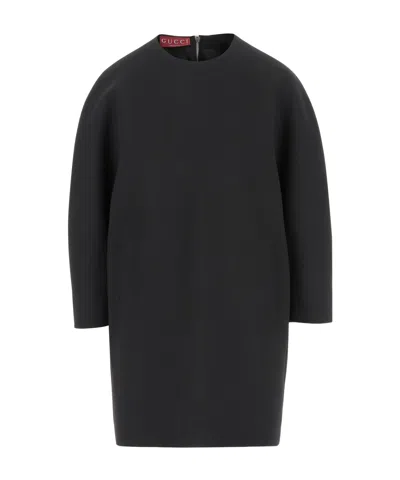 Gucci Long-sleeved Zipper Dress In Black