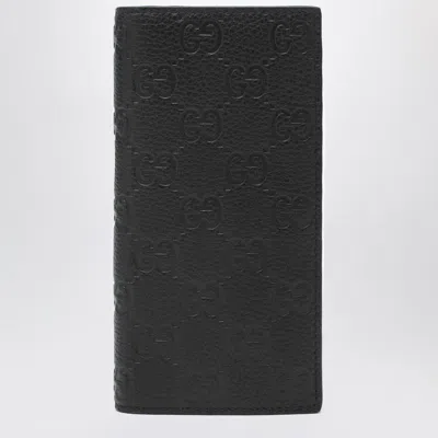 GUCCI GUCCI  LONG VERTICAL WALLET IN BLACK GG LEATHER