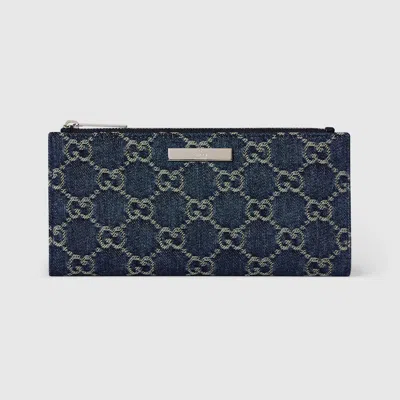 Gucci Long Wallet With  Plaque In Blue