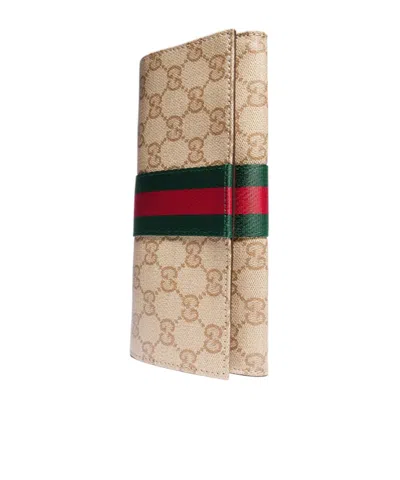 Gucci Long Wallet With Web In Blue