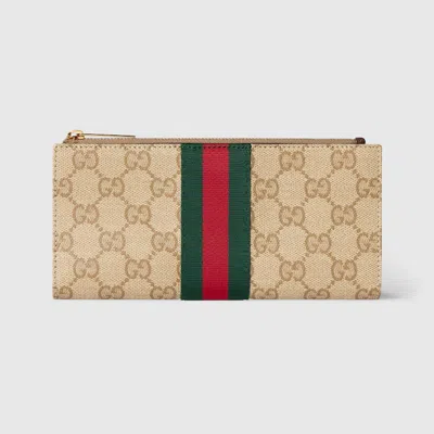 Gucci Long Wallet With Web In Blue