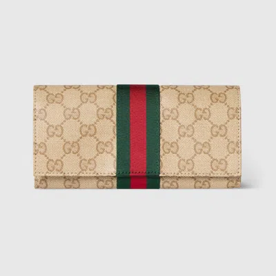 Gucci Long Wallet With Web In Pink