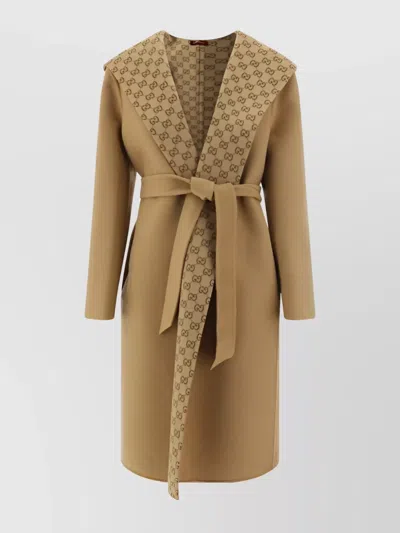 Gucci Women Gg Wool Reversible Coat In Brown