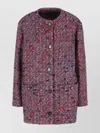 Gucci Longline Tweed Jacket Front Pockets In Multi
