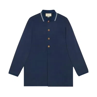 Pre-owned Gucci Long-sleeve Polo 'blue' | Men's Size Xs