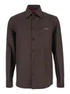 Gucci Twill Shirt With Snap Pocket And Long Sleeves In Brown
