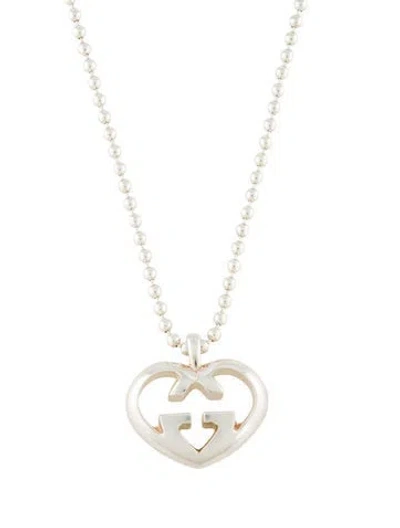 Pre-owned Gucci Love Britt Gg Heart Pendant Necklace, 26.5" In Multi