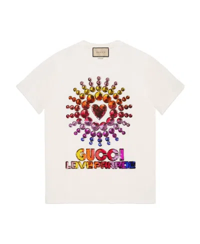 Gucci Love Parade Sequinned T-shirt In White