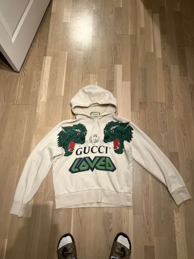 Pre-owned Gucci Loved Hoodie In Cream