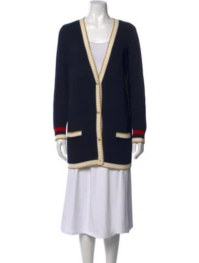 Pre-owned Gucci 'loved' Open Front Sweater In Blue