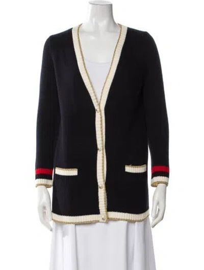 Pre-owned Gucci 'loved' V-neck Sweater In Blue