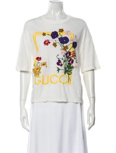 Pre-owned Gucci Lovelight Linen T-shirt In White
