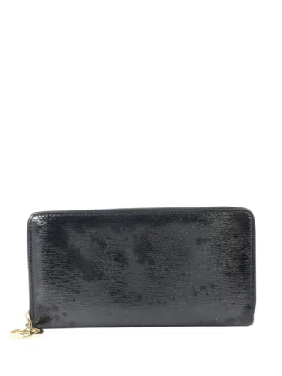 Pre-owned Gucci Lovely Line Zip-around Long Wallet In Black