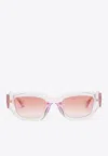 Gucci Low Bridge Rectangular Sunglasses In Burgundy