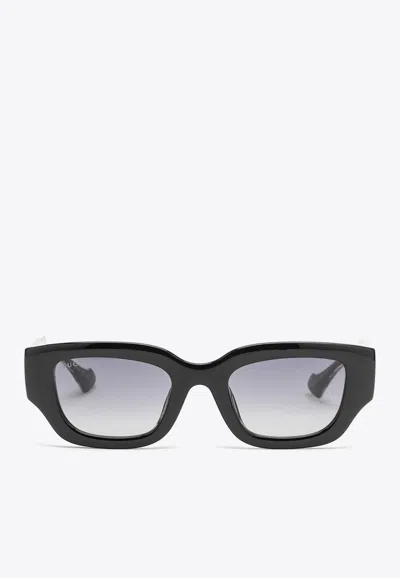 GUCCI LOW BRIDGE RECTANGULAR SUNGLASSES