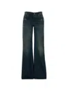 Gucci Denim Wide Leg Trousers Belt Loops Pockets In Blue
