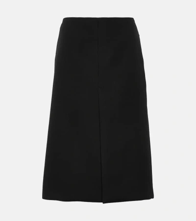 Gucci Low-rise Wool Midi Skirt In Black