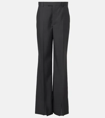Gucci Low-rise Wool Straight Pants In Grey