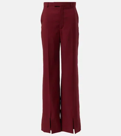 Gucci Low-rise Wool Straight Pants In Burgundy