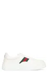 Gucci Men White Sneakers With Web Detail And Oversized Sole In Leather Man In White