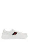 Gucci Men White Sneakers With Web Detail And Oversized Sole In Leather Man In White