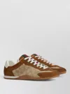 Gucci Shift Suede Sneakers With Gg Supreme Fabric Inserts In Multi