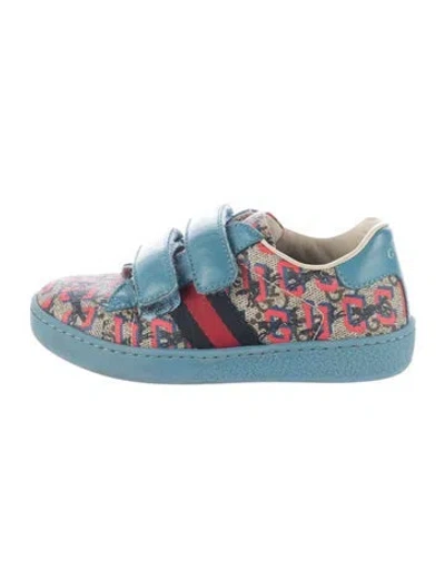 Pre-owned Gucci Kids' Low Top Velcro Sneakers In Blue/neutrals