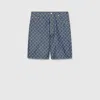 Gucci Low Waist Gg Denim Jacquard Shorts In Blue