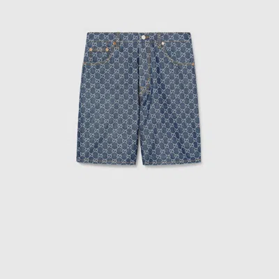 Gucci Low Waist Gg Denim Jacquard Shorts