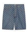 Gucci Low Waist Gg Denim Jacquard Shorts In Blue
