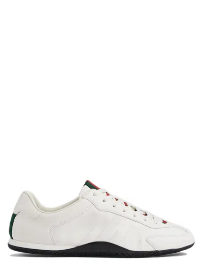 Gucci White Calf Leather Bos Taurus Low Top Sneakers In Neutral