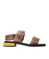 Gucci Solid Heeled Sandals In Brown