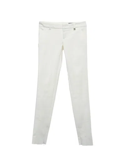 Pre-owned Gucci Low-rise Tailored Trousers In White