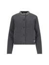Gucci Padded Cardigan With Jewel Collar Sweaters And Cardigans Gray In Black