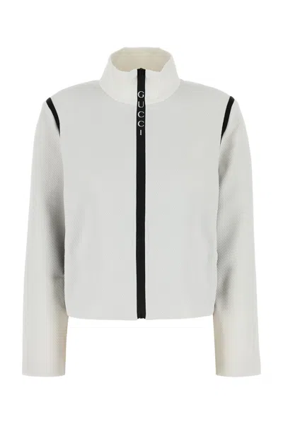Gucci Jersey Jacquard Zip Jacket In White