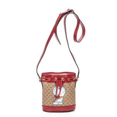 Pre-owned Gucci Ltd. Ed. X Doraemon Mini Bucket Crossbody Null In Brown