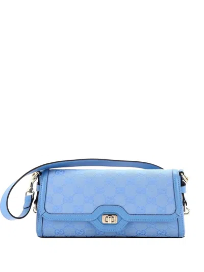 Pre-owned Gucci Luce Canvas Small Shoulder Bag In Blue