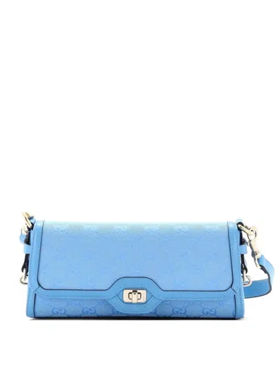 Pre-owned Gucci Luce Canvas Small Shoulder Bag In Blue