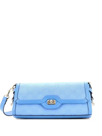 Pre-owned Gucci Luce Canvas Small Shoulder Bag In Blue